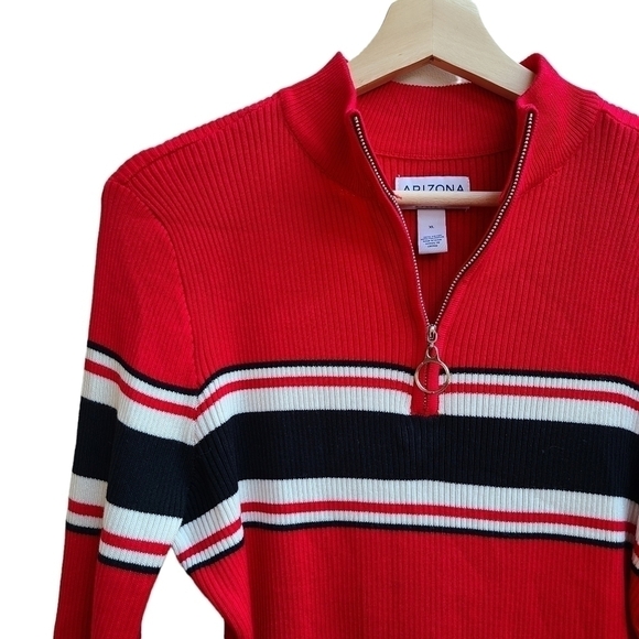 Fitted Rib Knit Mock Neck 1/4 Zip Dress - Picture 4 of 11